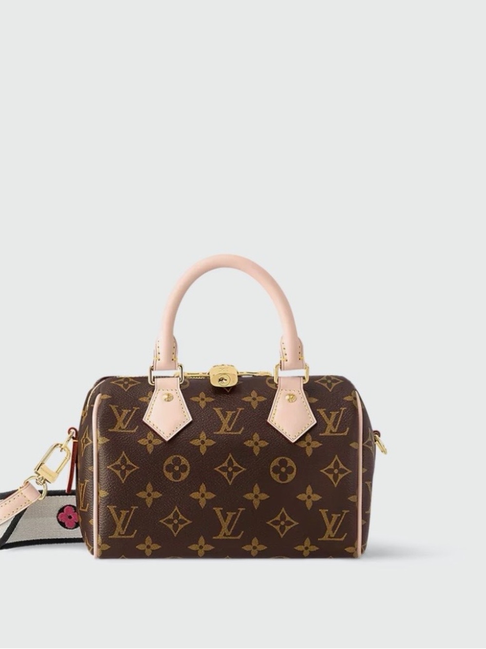Louis Vuitton Monogram Mini Bag with Light Pink Handles